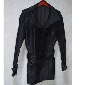 5351 Pour Les Hommes Black Trench Coat Size 2 (Medium) Japan